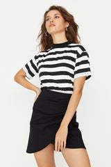 Black Ruffle Detailed Double Breasted Mini Woven Skirt Twoaw20et0094