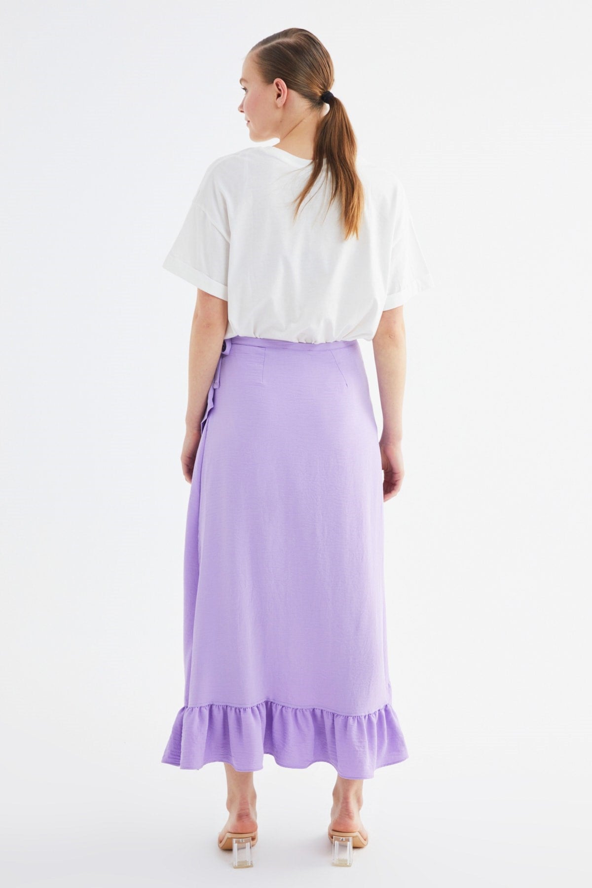 Purple Tire Flounce Woven Skirt Tctss21et0579