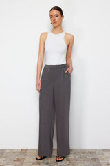 Grey Cross Closure Wide Leg/wide Leg Woven Pants Twoss24pl00112