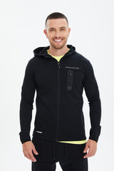 Men's Black Hooded Zipper Pocket Sports And Daily Wear Tracksuit Top 0488 Tb23ml06s0488-1