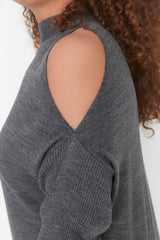 Anthracite Cut Out Detailed Knitwear Sweater Tbbaw23an00025