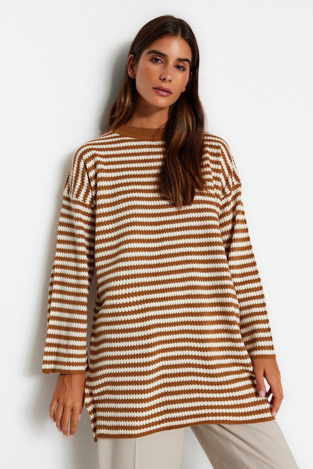 Black Striped Knitwear Sweater Tctaw24ak00043