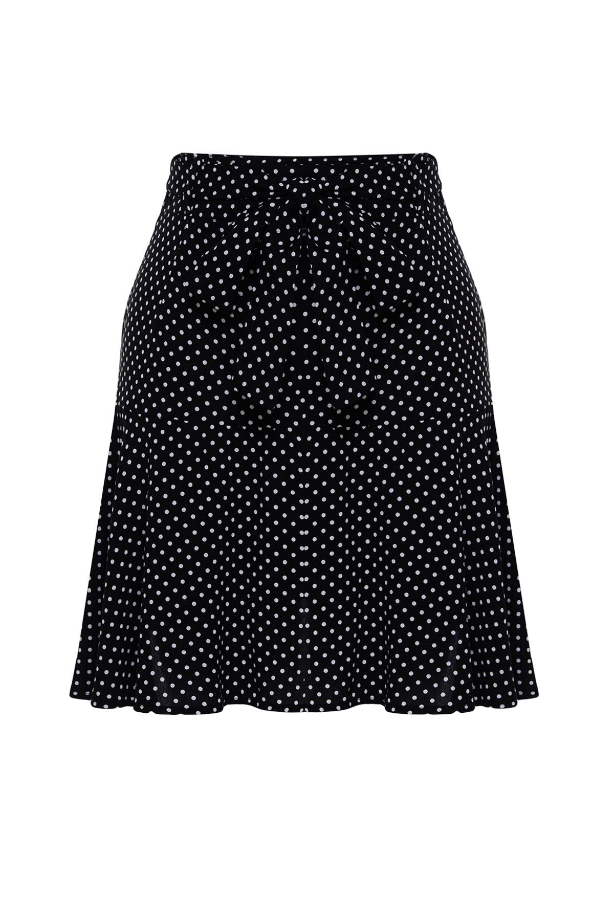 Black Viscose Polka Dot Pattern Woven Shorts Skirt Twoss24sr00010