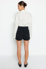 Black Mini Denim Shorts Skirt Twoss23sr00190