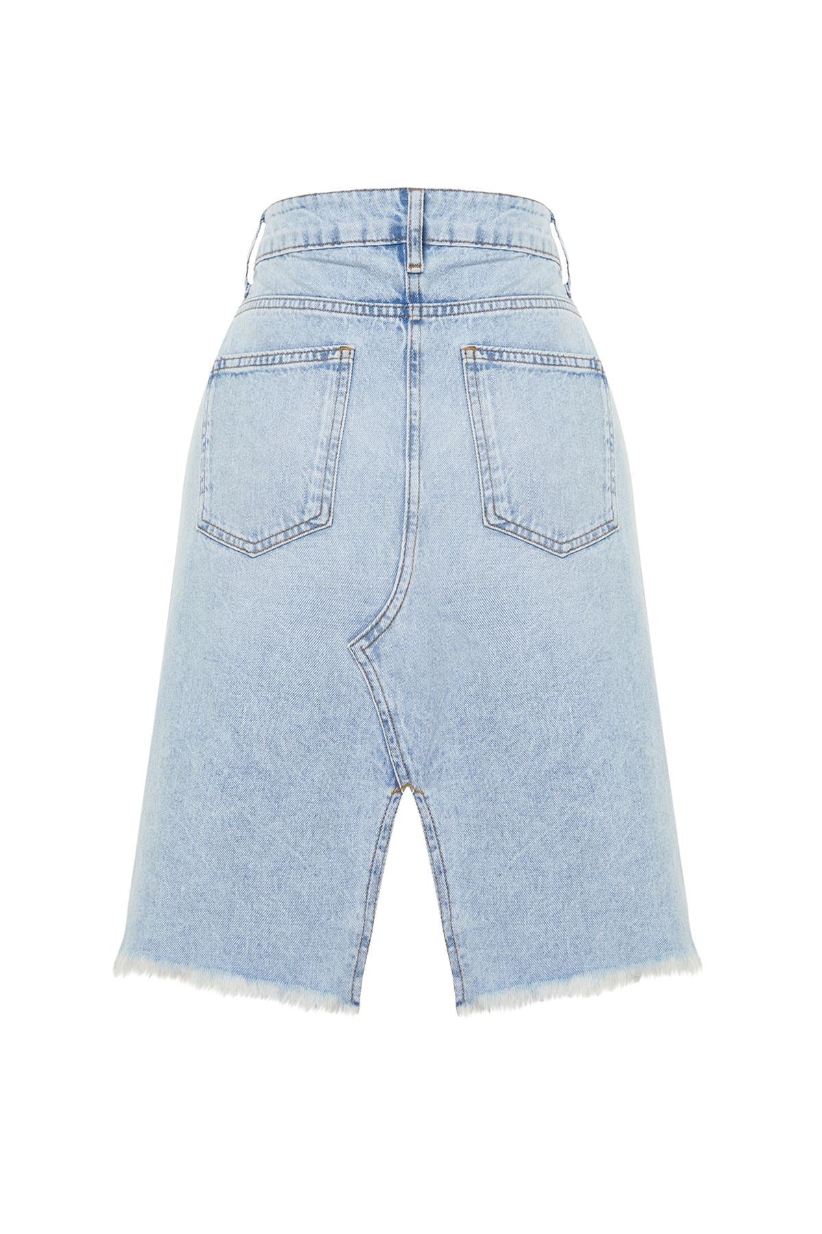 Blue Stitching Detailed Denim Skirt Twoss24et00094