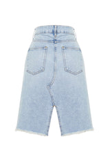 Blue Stitching Detailed Denim Skirt Twoss24et00094