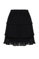 Black Pleated Skirt Ruffle Chiffon Mini Woven Skirt Twoss24et00047