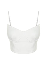 Birdal White Crop Woven Bustier Tprss24bs00006