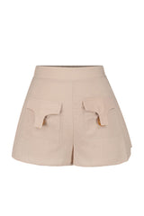 100% Cotton Shorts & Bermuda Shorts With Beige Woven Accessories Tbess23sr00026