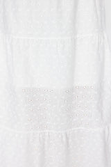 Ecru Embroidery Flared Maxi Length Woven Skirt Twoss24et00069