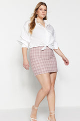 Multicolor Plaid Chenille Woven Skirt Tbbaw23az00019