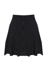 Black Viscose Polka Dot Pattern Woven Shorts Skirt Twoss24sr00010