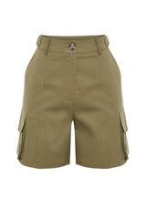 Khaki Cargo Pocket Woven Shorts Twoss24sr00068