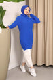 Saks Blue Throat Collar Slit Knitwear Tunic Imj002482