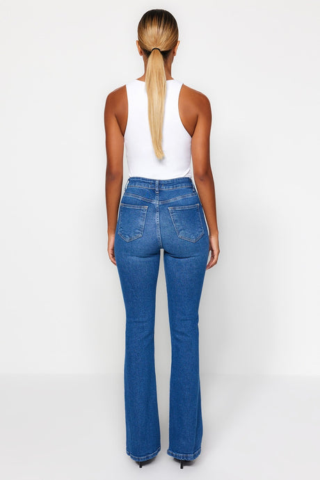 Night Blue High Waist Flare Jeans Twoaw24je00072