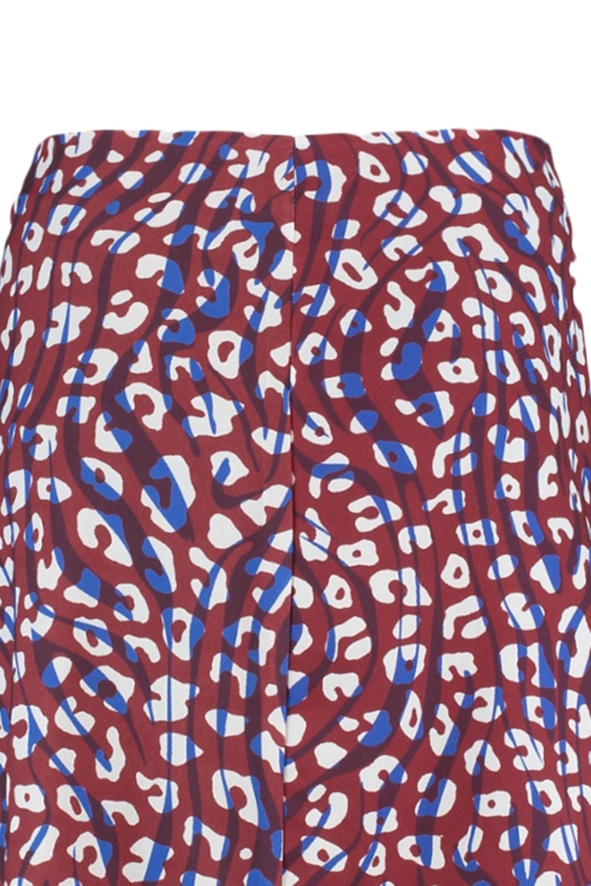 Animal Print Midi Woven Skirt With Multicolor End Flounce Viscose Fabric Twoss19fg0026