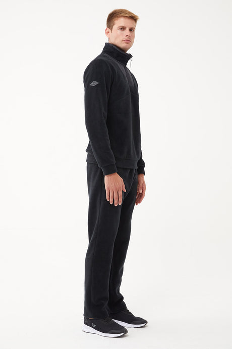 Men's Black Winter Fleece Half Zipper Sweatshirt Tracksuit Suit 1533 Tb23ml01w1533-1