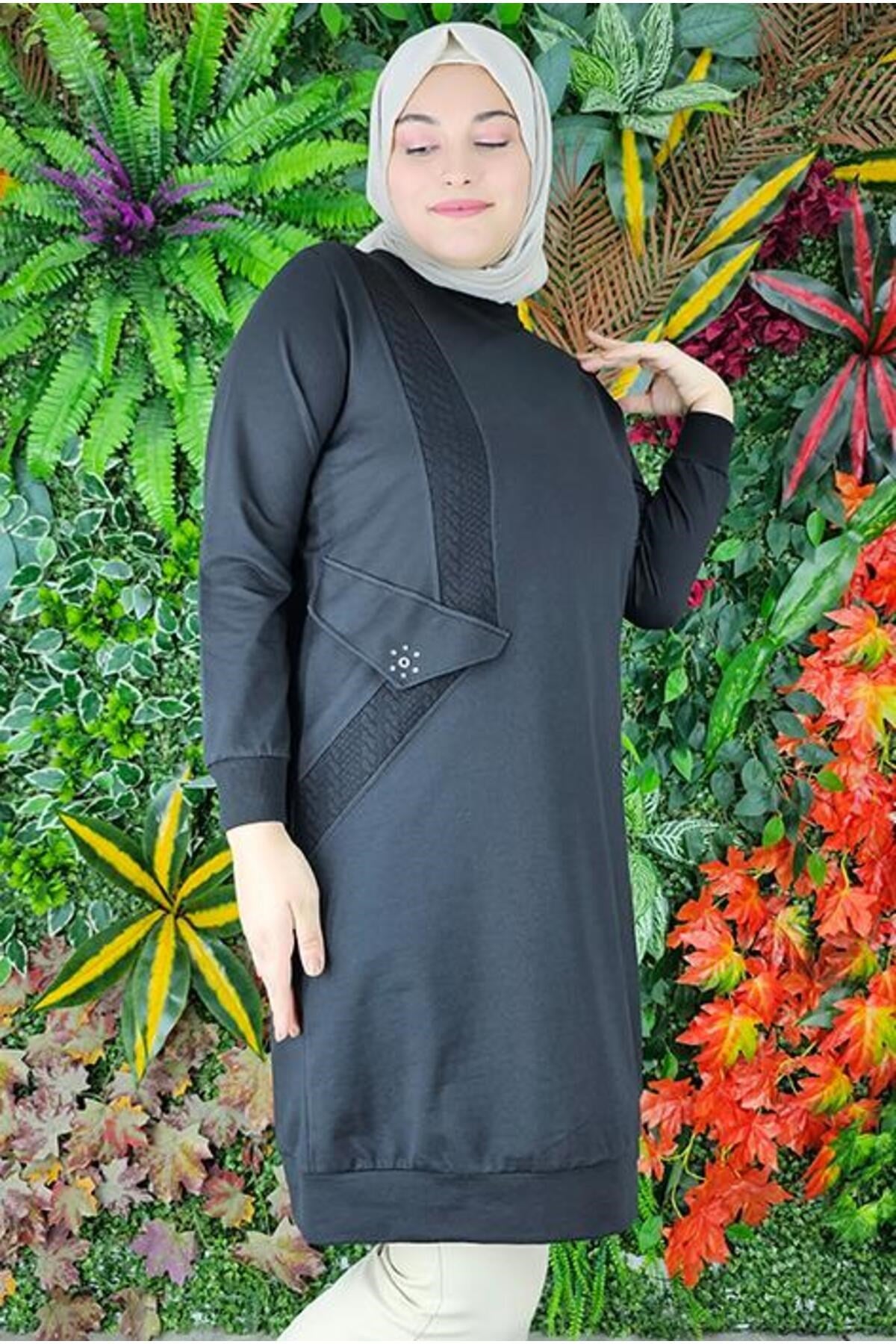 Women's Hooded Pocket Cover Detailed Stone Burkini Tunic P24110419-084