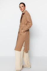 Mink Oversize Wide Cut Belt Long Woolen Cashmere Coat Twoaw22kb0015