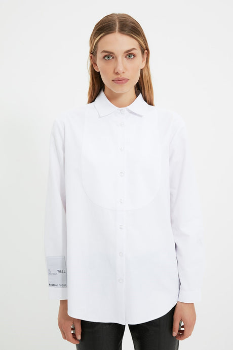 White Woven Shirt Tpraw22go1061