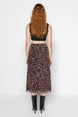 Multicolor Leopard Pattern Lined Tulle A Cut/bell Form Midi Knitted Skirt Twoaw24et00130