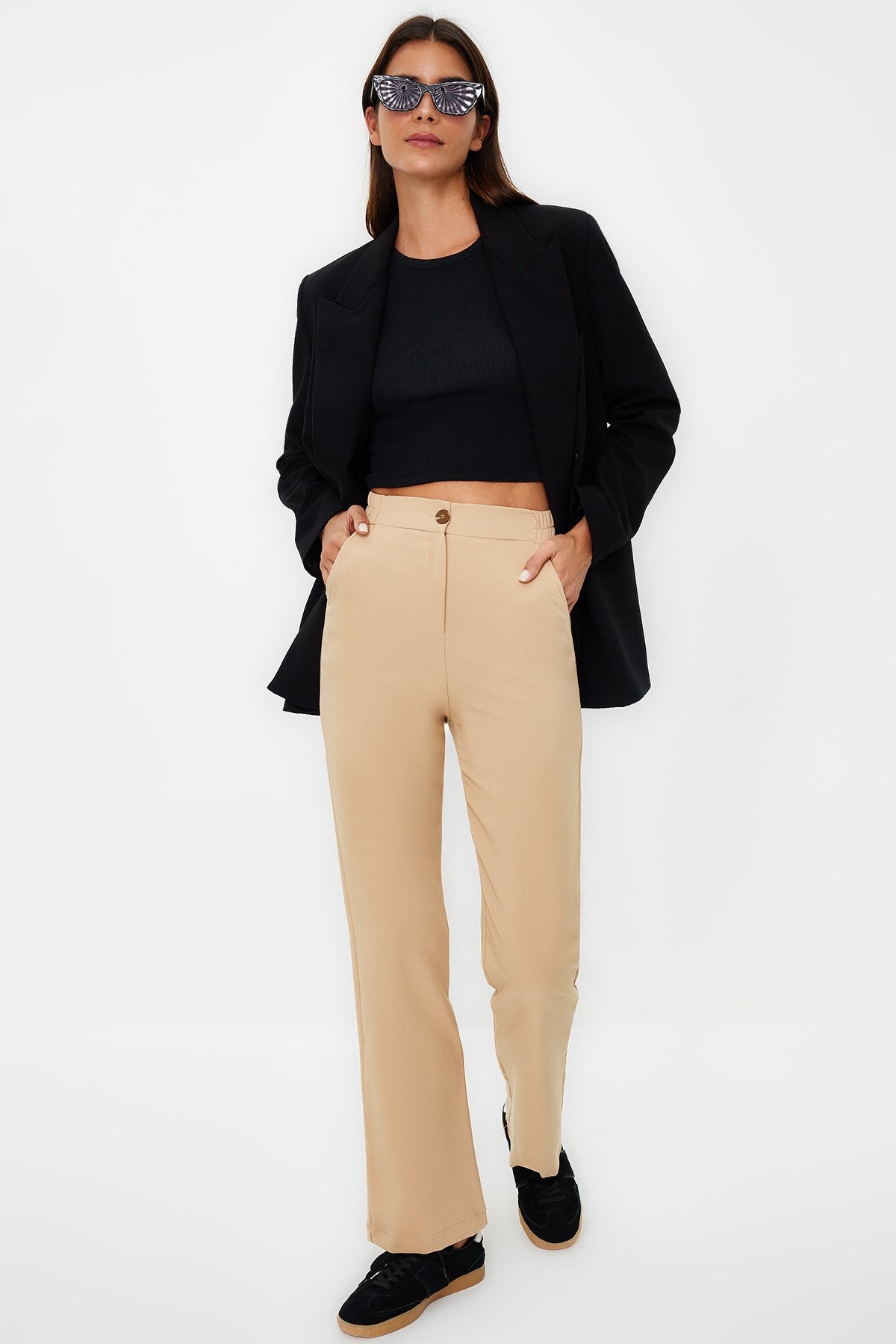 Khaki Straight/straight Cut Woven Pants Twoaw22pl0419