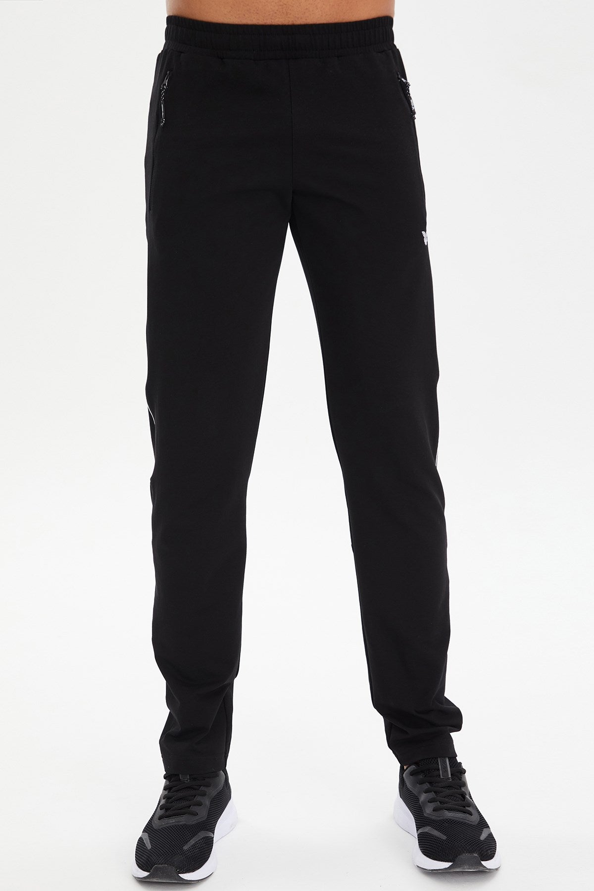 Men's Black Connecting Fashion Pockets Sports And Casual Solid Color Sweatpants 0793 Tb23ml05s0793-1