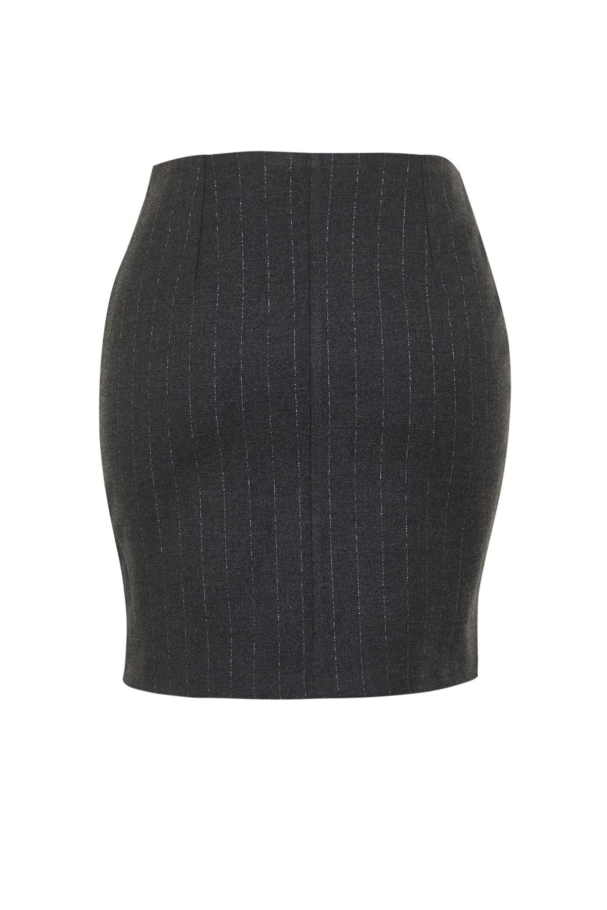 Anthracite Rose Detailed Striped Mini Skirt Tprss24et00003