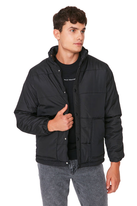 Black Mens Regular Fit Inflatable Coat Tmnaw22mo0131