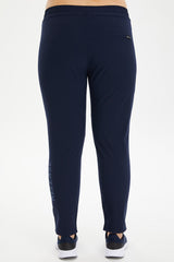 Women Navy Blue Plus Size Woven Tight Leg Outdoor Tracksuit Bottoms 0806 Tb23wl05s0806-1