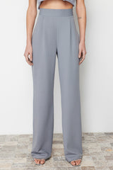 Gray Pleated Wide Leg/casual Cut Pants Twoss24pl00038