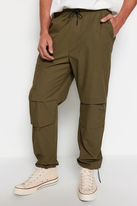 Khaki Men's Jogger Fit Parachute Pants Tmnss23pl00045