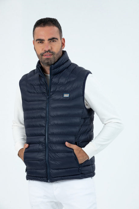 Men's Hooded Padded Straight Collar Zipper Lined Inflatable Vest 9777 Gfx9777