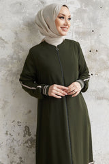 Hazel Stripe Pattern Ribbed Abaya - Black Ms00tz67211