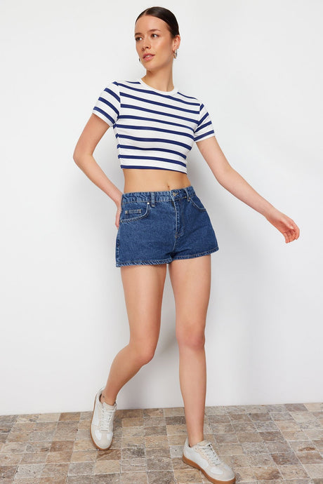 Blue More Sustainable Low Waist Mini Denim Shorts & Bermuda Twoss24sr00081