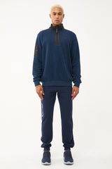 Men's Navy Blue Half Zipper Soft Textured Sweatshirt 1550 Tb23ml11w1550-1