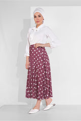 Women's Ecru (mint-cream) Polka Dot Pattern Skirt 9161 Tyc00058456915