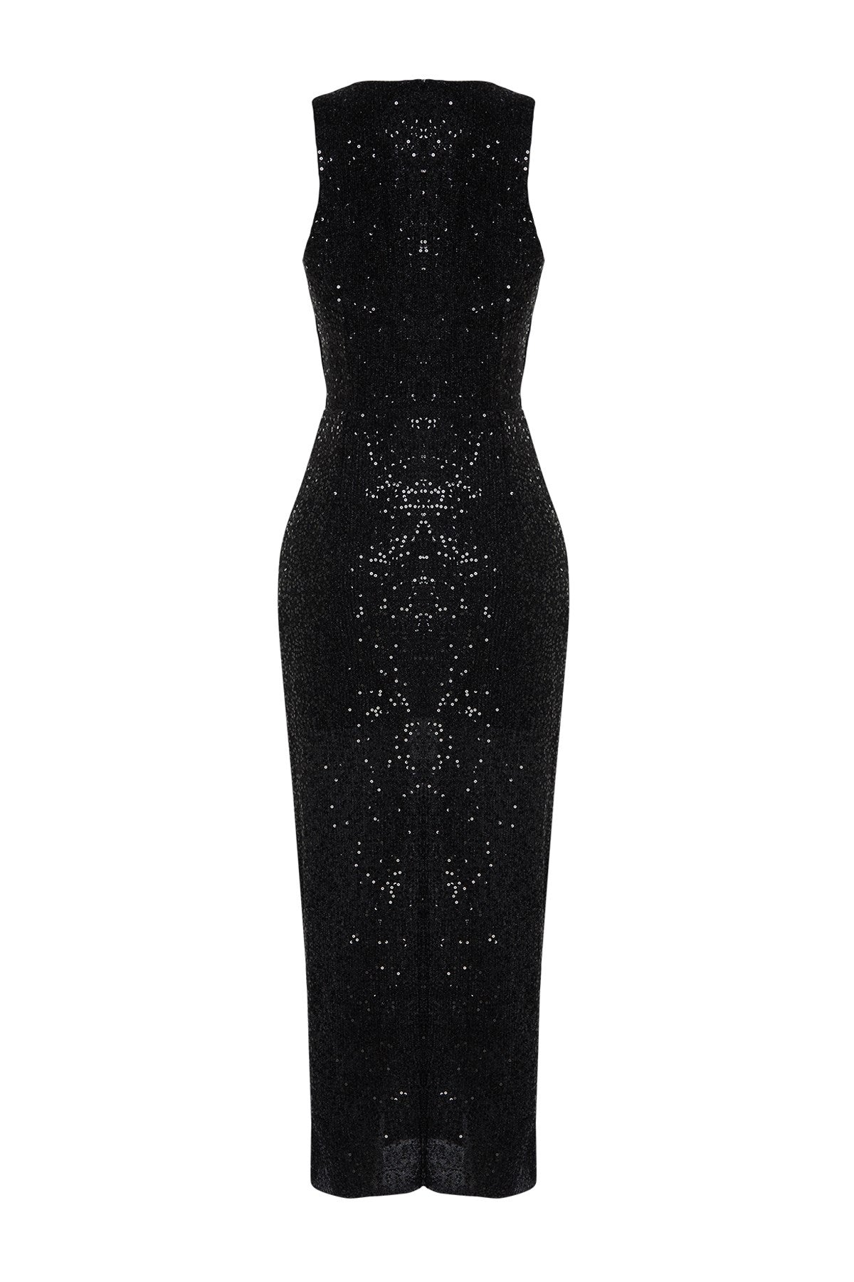 Black Body Sitting Knitted Glitter Sequin Elegant Evening Dress Tprss24el00030