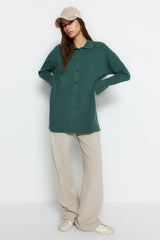 Dark Green Ribana Knit Cardigan Tctaw24th00025