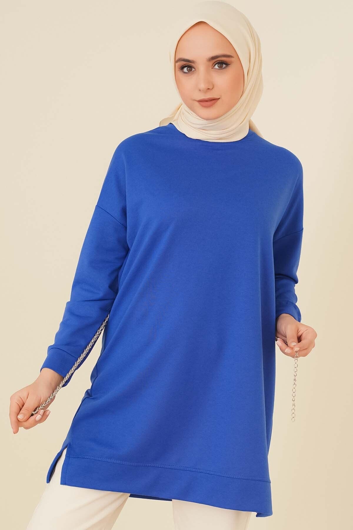 Women's Seasonal Loose Crew Neck Long Burkini Tunic Long Sport Model Seasonal Tunic B102