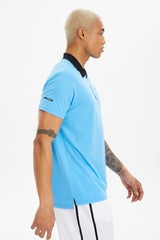 Men's Grey Quick Drying Soft Touch Cool Keeping Solid Color Polo Collar Training Sports T-shirt 0703