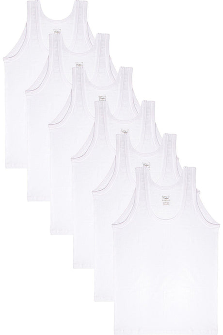 6-piece Combed Classic White Men's Tank Top 3120010110112