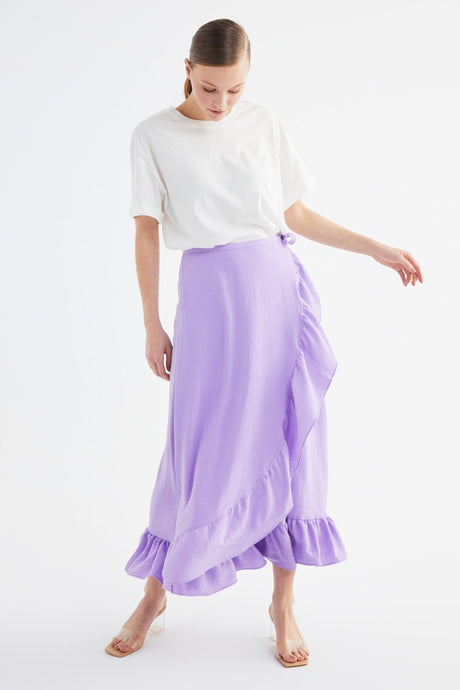 Purple Tire Flounce Woven Skirt Tctss21et0579