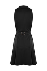 Black Jacket Collar Mini Cut Out/window Detailed Woven Dress Twoss23el00608