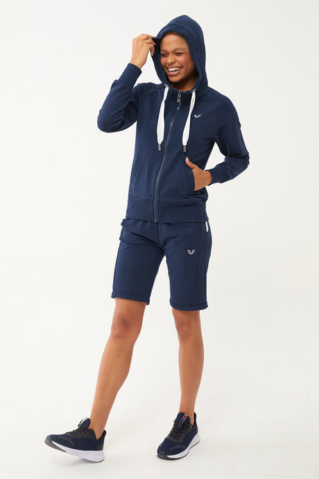 Women's Salmon Organic Cotton Zipper Hooded Sports Tracksuit Top 0728 Tb23wy06s0728-1