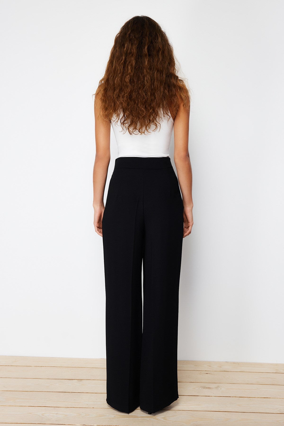 Black Wide Leg/wide Leg Buttoned Woven Pants Twoss24pl00118