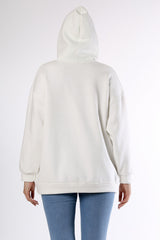 White Hooded Long Sleeve Zipper Knitted Sweatshirt M10010700sw99086