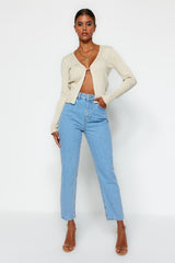 Blue High Waist Mom Jeans Twoss20je0108