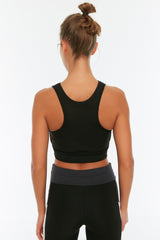 Black Backup/shaper Halter Collar Sports Bra Twoss22ss0042