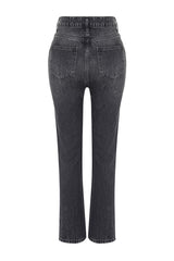 Blue High Waist Straight Jeans Twoaw24je00061